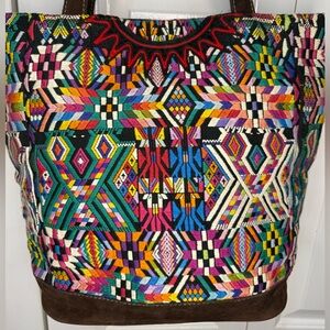 ✔️Guatemalan Huipil Tote Bag – Handwoven Embroidery w/Suede Bottom & Straps